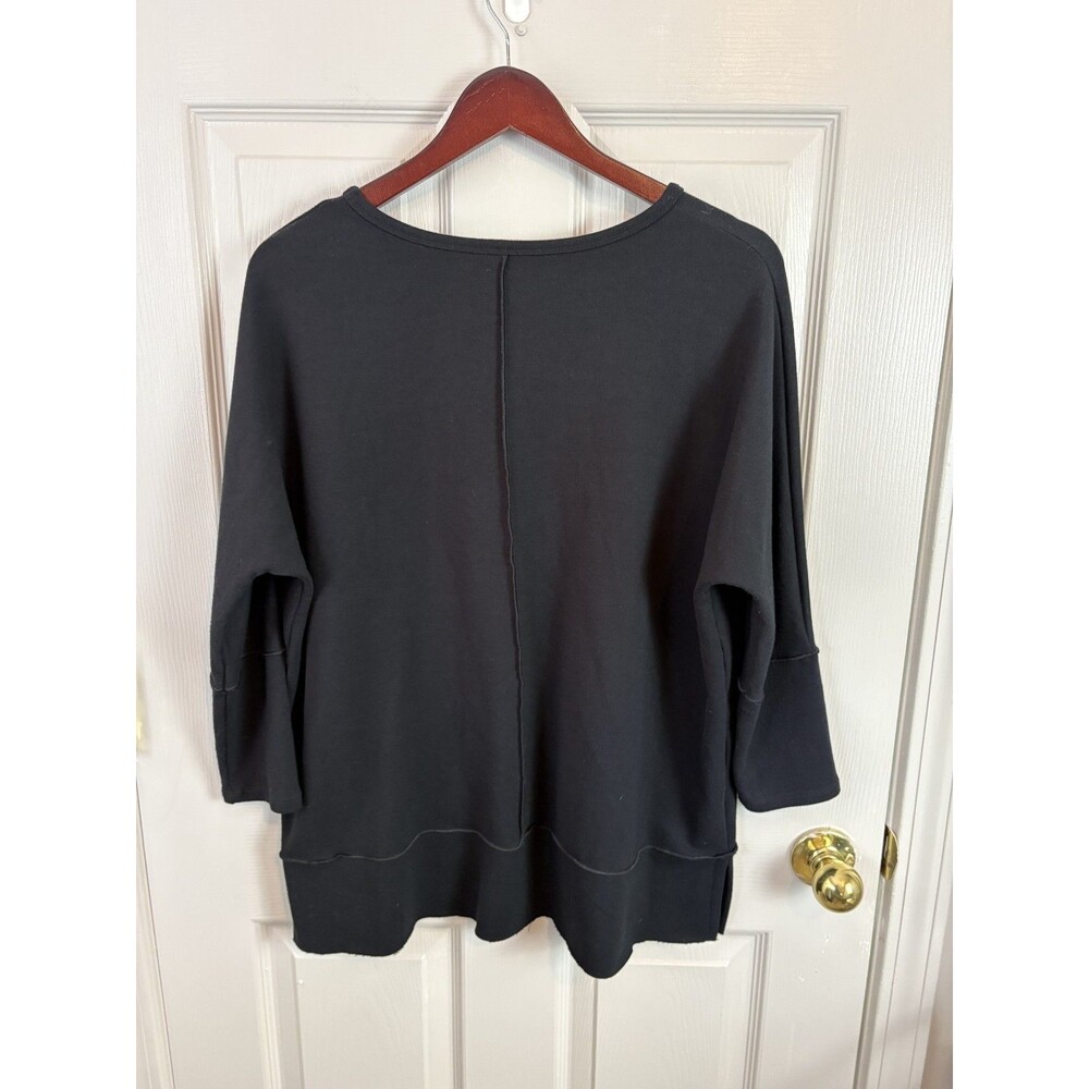 Spanx Black Quarter Sleeve Sweater Size Medium Cozy Travel Comfort Wear - 411